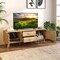 59" TV Console Table with Rattan Doors 2 Drawers and Cabinets Wood Media Stand for Living Room